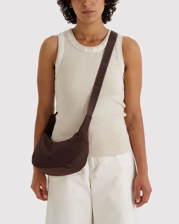 Small Nylon Crescent Bag - Coffee - Size: OS
