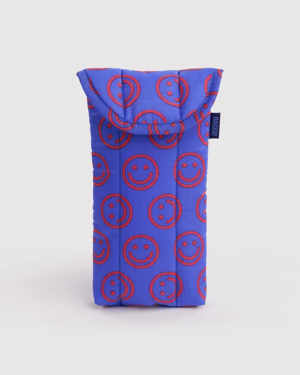 Puffy Glasses Sleeve - Mini Cobalt Happy - Material: ripstop-nylon