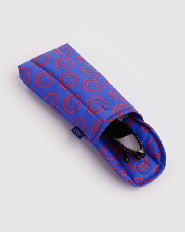 Puffy Glasses Sleeve - Mini Cobalt Happy - Material: ripstop-nylon