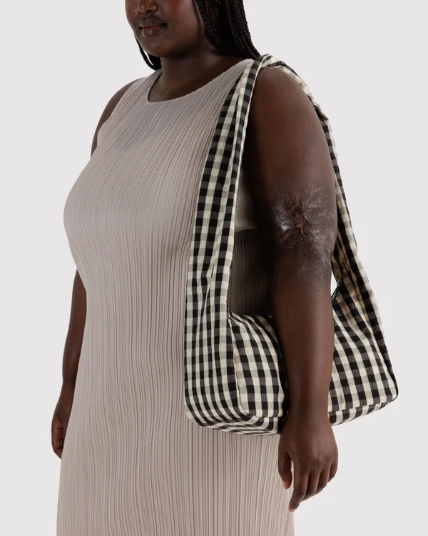 Nylon Meringue Bag - Black And Cream Gingham