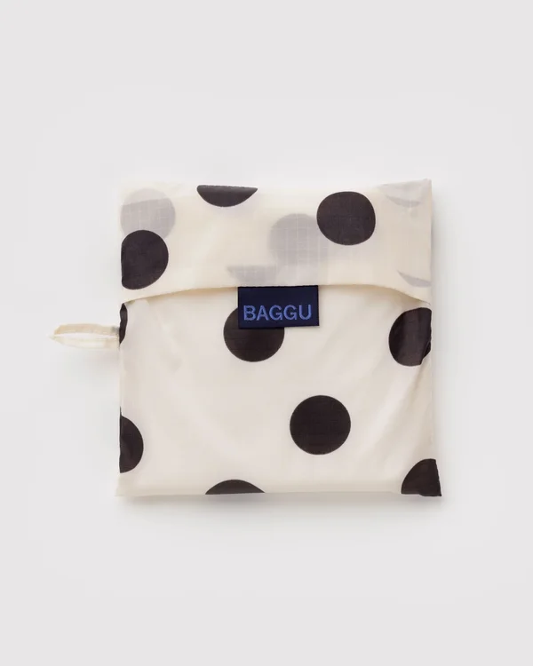 Big Baggu - Cream and Black Polka Dot - Material: ripstop-nylon