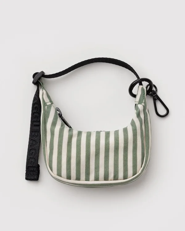 Crescent Bag Charm - Sage Stripe - Material: heavyweight-nylon