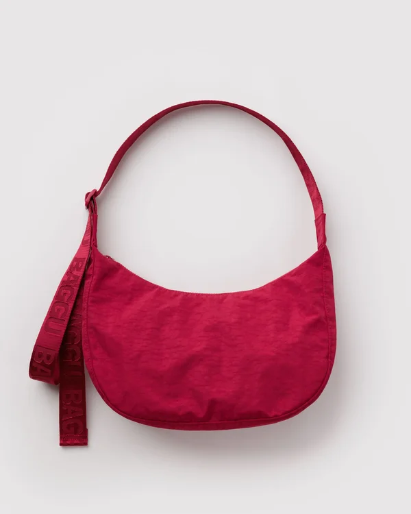 Medium Nylon Crescent Bag - Cherry - Material: heavyweight-nylon