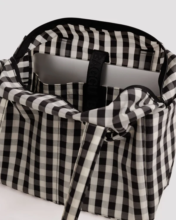 Everyday Cloud Bag - Black And Cream Gingham - Material: heavyweight-nylon