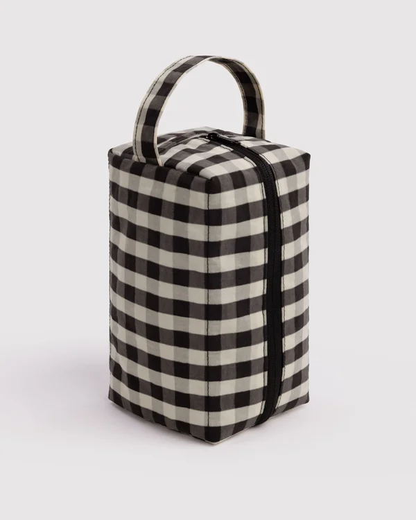 Dopp Kit - Black And Cream Gingham - Material: heavyweight-nylon