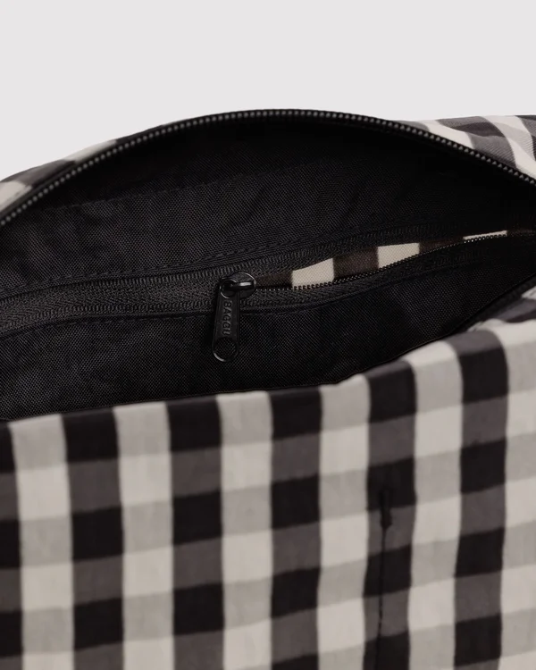 Dopp Kit - Black And Cream Gingham - Material: heavyweight-nylon