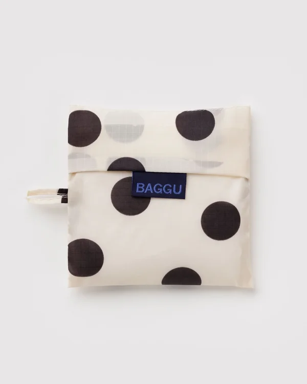 Standard Baggu - Cream and Black Polka Dot - Material: ripstop-nylon