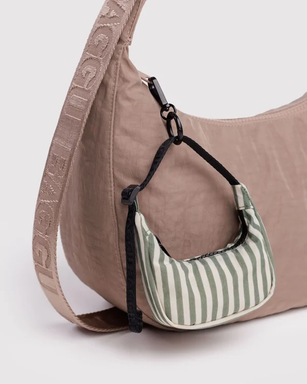 Crescent Bag Charm - Sage Stripe - Material: heavyweight-nylon