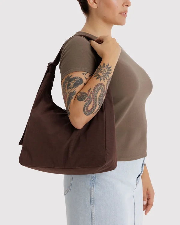 Nylon Shoulder Bag - Coffee