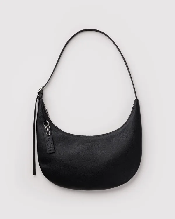 Medium Recycled Leather Flat Crescent - Black - Size: OS