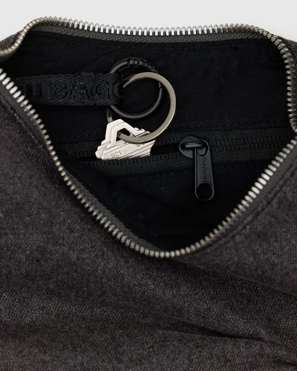 Small Denim Crescent Bag - Washed Black Denim