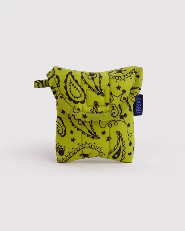 Puffy Earbuds Case - Chartreuse Paisley - Size: OS