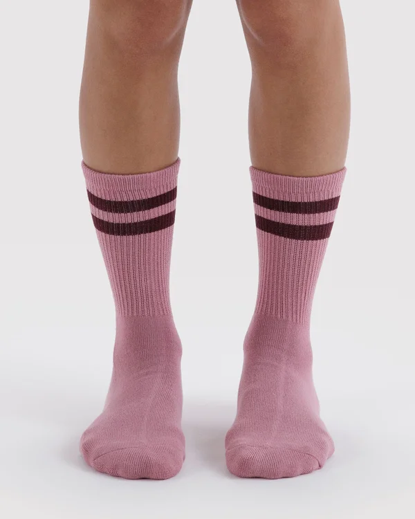 Ribbed Sock - Wild Plum Stripe - Size: OS