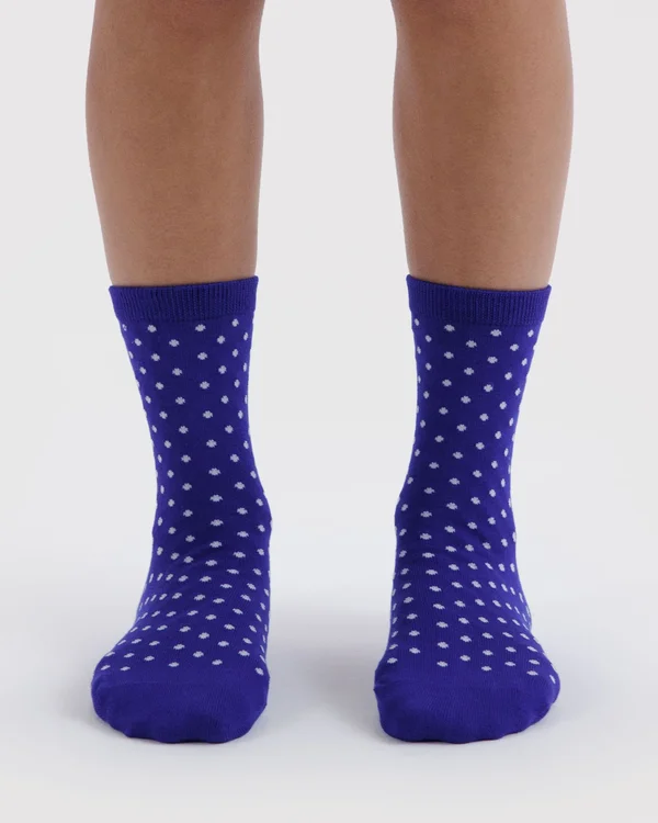 Crew Sock - Micro Blue and White Polka Dot